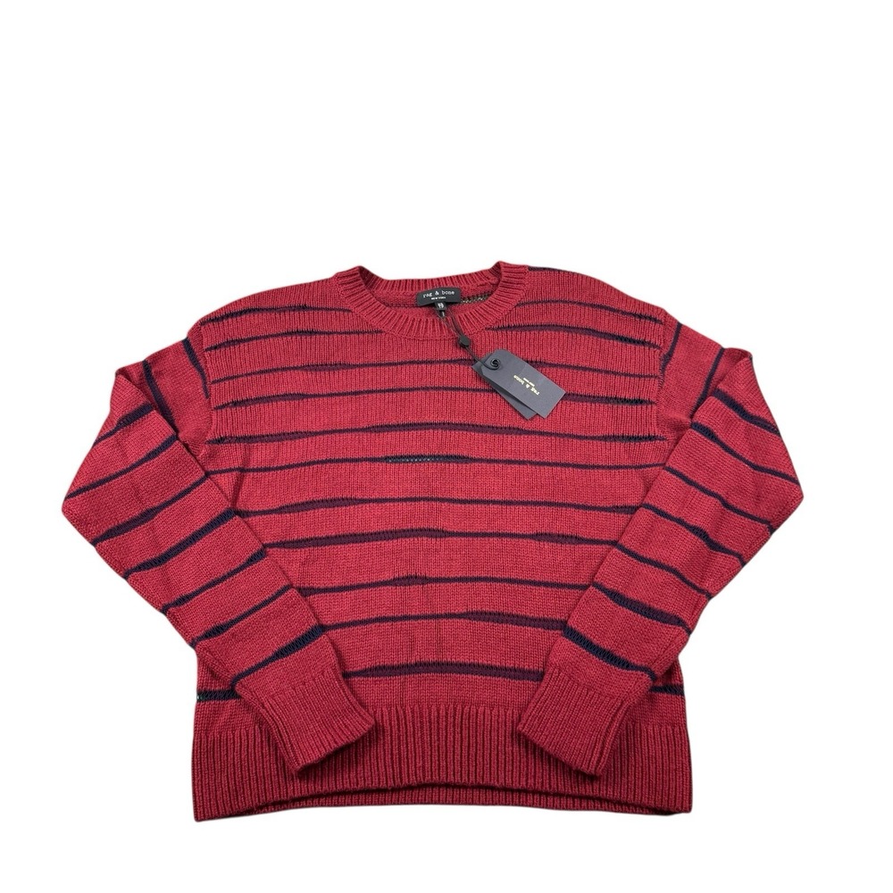 Rag & Bone Red Navy Penn Crewneck Women’s Cotton Blend Sweater Size XS NWT
